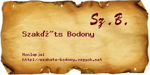 Szakáts Bodony névjegykártya